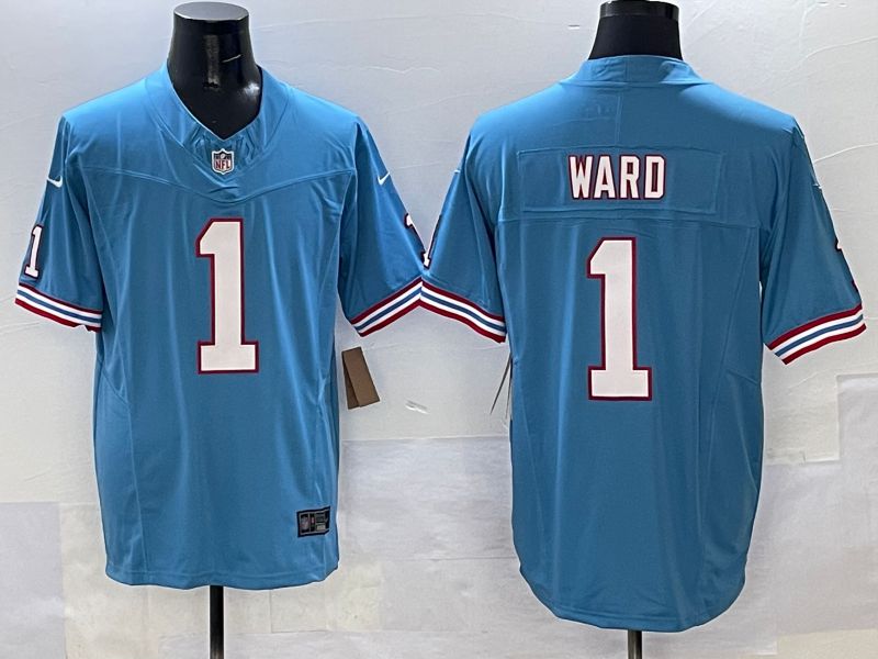 Men Tennessee Titans #1 Ward Light Blue Throwback Three generations 2025 Nike Limited NFL Jersey style 1